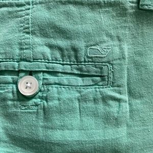 NEW- Vineyard Vines Cotton Linen Blend 3 1/2 Inch Every Day Shorts Aqua Blue 12